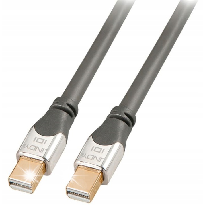 Кабел Mini DisplayPort 1.2 4K 1м, Lindy, хромиран, 32AWG