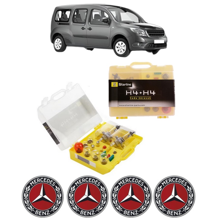 Kit trusa Set becuri H4 compatibila cu MERCEDES-BENZ CITAN MPV (W415) din 2012-2021, bec far, semnalizare, pozitie, iluminare numar, frana, plafoniera, stop frana