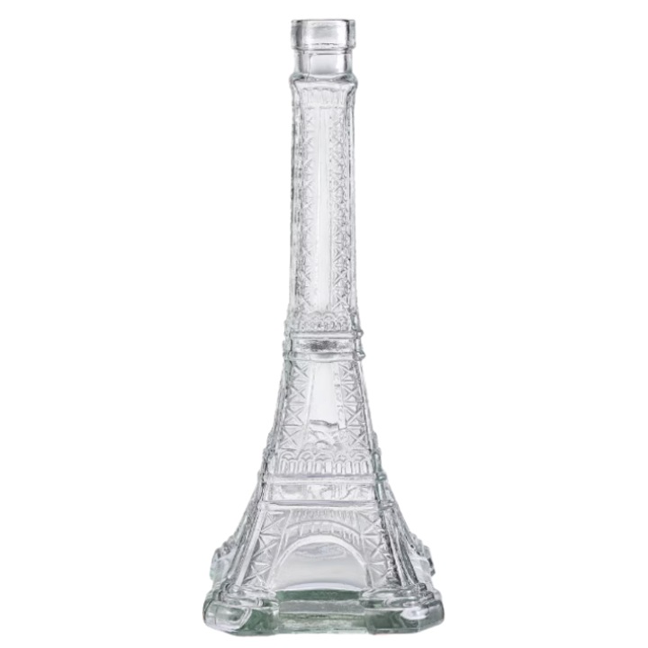 Стъклена бутилка във формата на Айфелова кула, без тапа, 30x12 см, 550 мл