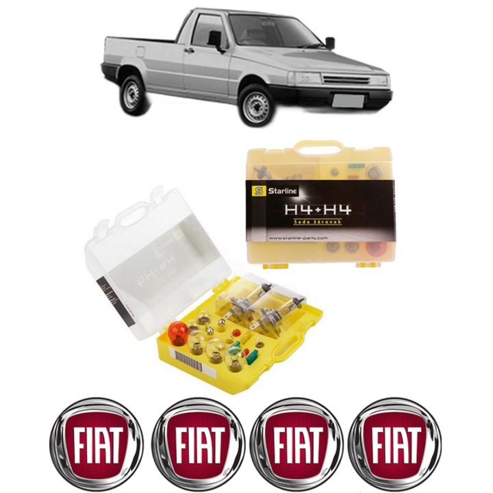 Kit trusa Set becuri H4 compatibila cu FIAT FIORINO Pick up (146_) din 1988-2001, bec far, semnalizare, pozitie, iluminare numar, frana, plafoniera, stop frana