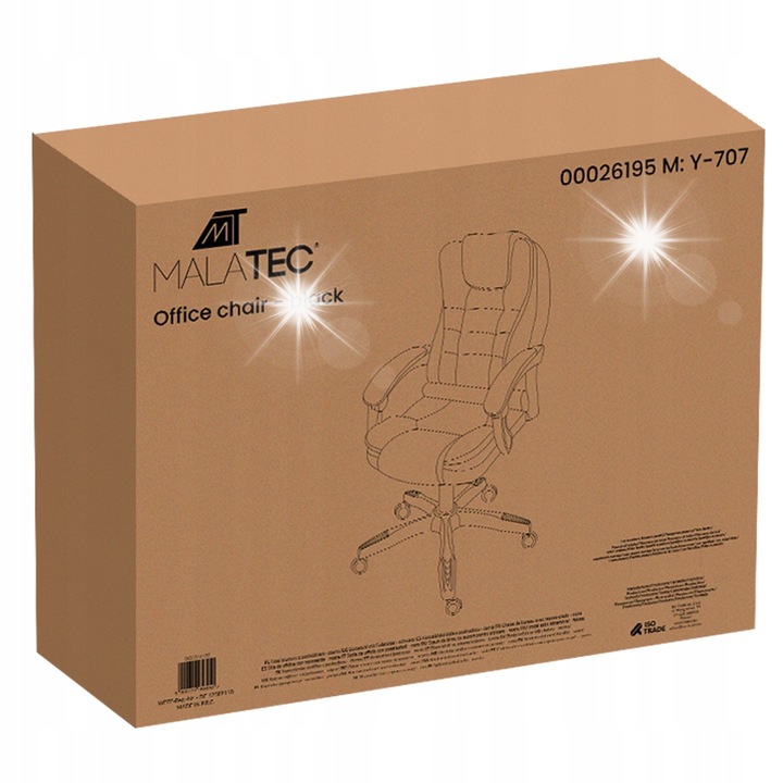 Forgószék lábtartóval, MALATEC, fekete, 51x46cm, állítható magasság 102-110cm