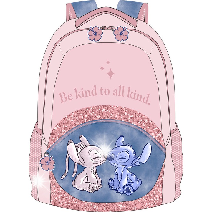 Kids Euroswan Lilo és Stitch iskolatáska, 42cm, egy rekeszes, első zsebbel