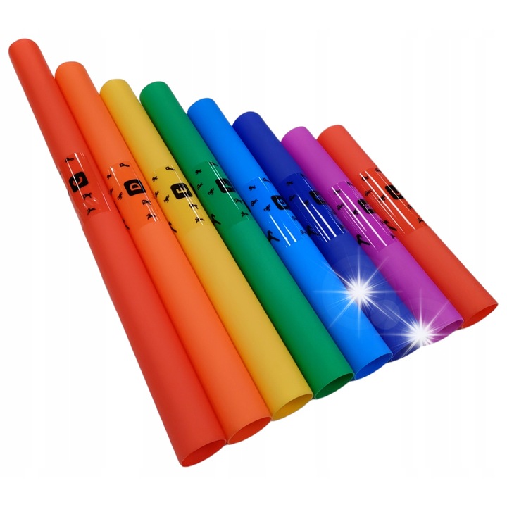 Kera játék hangszerkészlet, 8 színes cső, mérete 30x61cm, C, D, E, F, G, A, B, C hangok