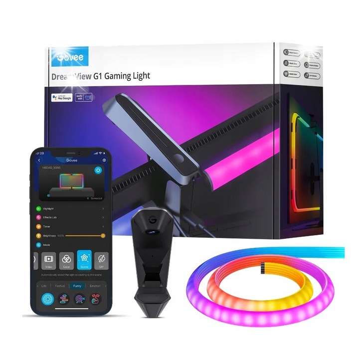 Govee H6199 LED szalag, RGB, 24W, Bluetooth, Wi-Fi, 55"-65"