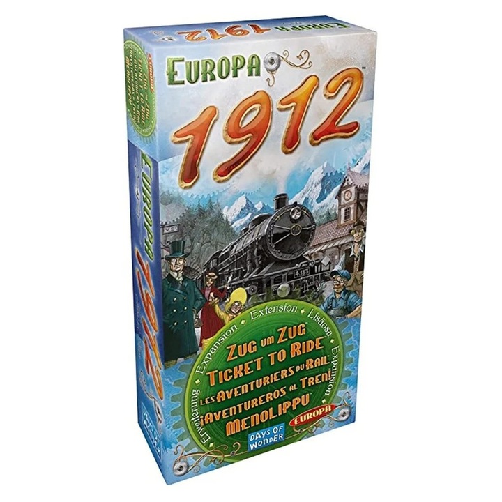 Ticket to Ride Europe 1912 társasjáték, 101 úticél kártya, 2-5 játékos, 30-60 perc