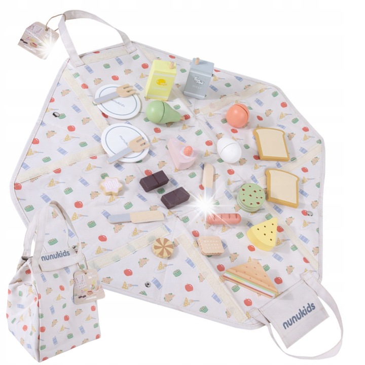 Gyermek piknik szett, fából, Minexo, 3+ év, többszínű, kerti játékhoz