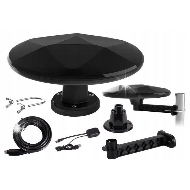 Antena DVB-T2 MI-ANT07, 360°, 35dB, 33cm, set complet