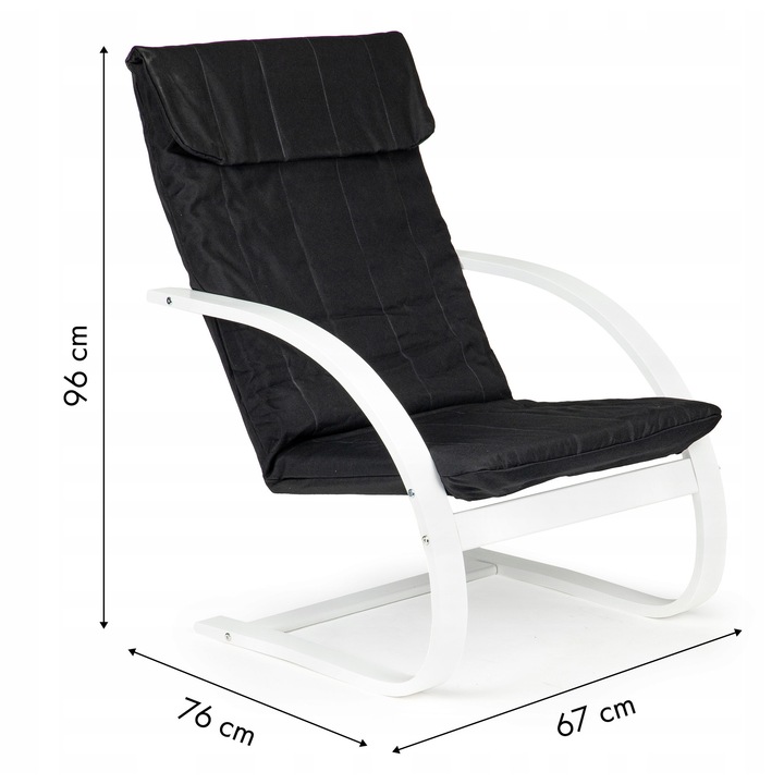 Fotoliu balansoar ModernHome, negru/alb, 120 kg