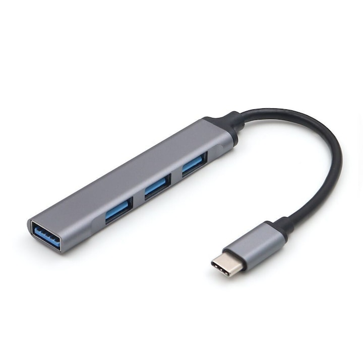 Hub Adaptor Type-C Pro6 Zenkabeat 4-1, 1 USB 3.0 si 3 USB 2.0 Hub, Pentru Laptop HP, Lenovo, Macbook, Dell, Tableta