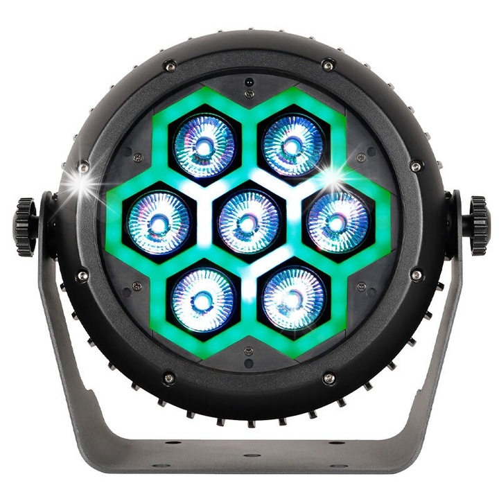 Reflektor sceniczny LIGHT4ME FRAME PAR IP65 7x10W LED RGBW, dimmer, stroboscop, 29,9x15,5x27,9cm