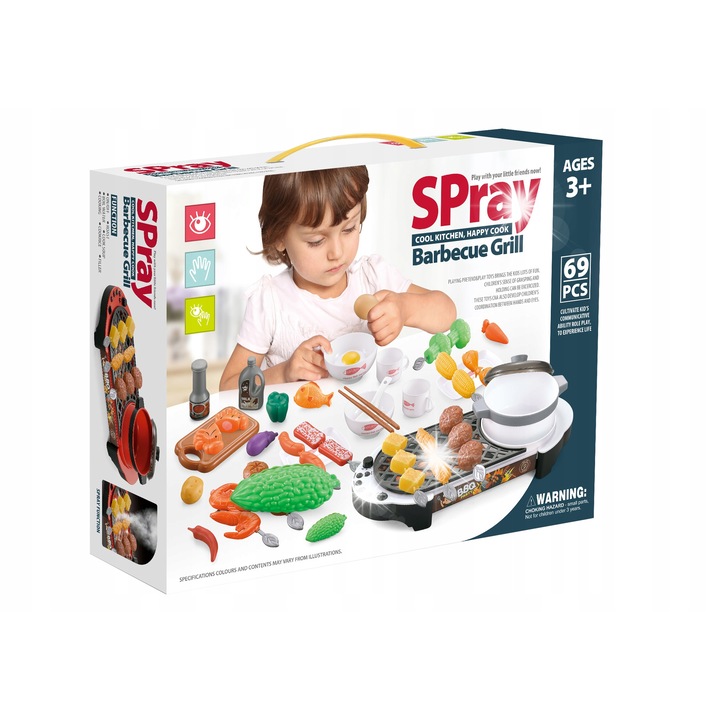 Gyermek grillszett, Multistore, 69 darab, hang- és fényeffektusok, biztonságos gyermekek számára