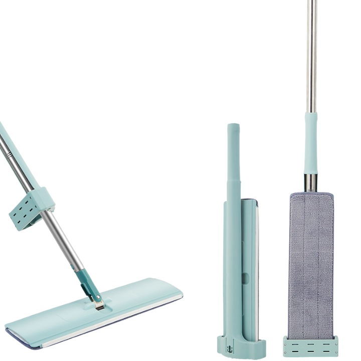 Mop compact cu 2 lavete microfibra, Rotativ 360°, Maner moale, Sistem de uscare, LeeXo