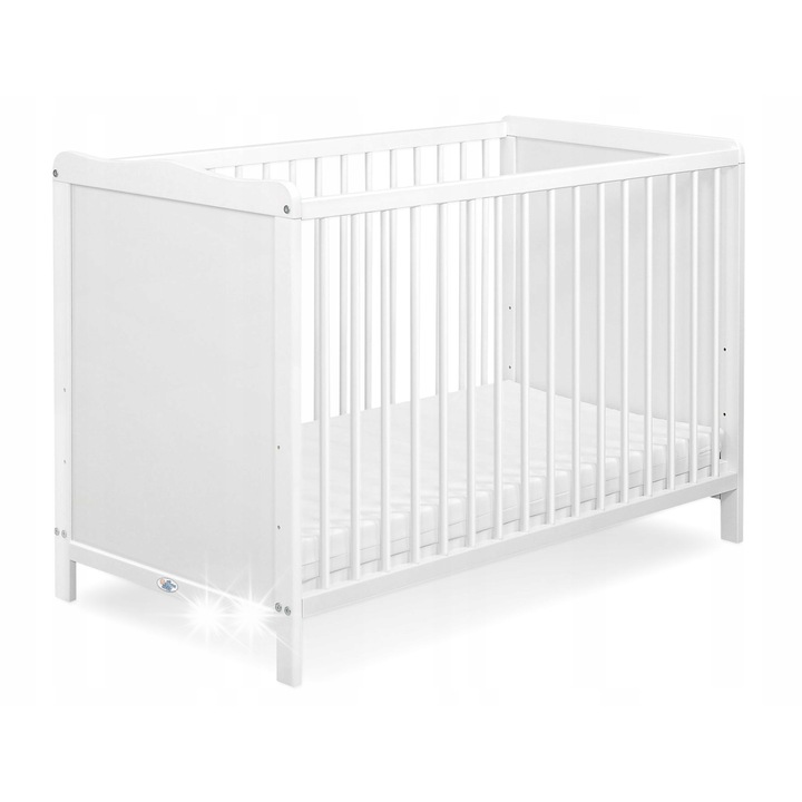 My Sweet Baby 120x60cm kiságy, fából, 3 rács, szellőzőnyílások, fehér