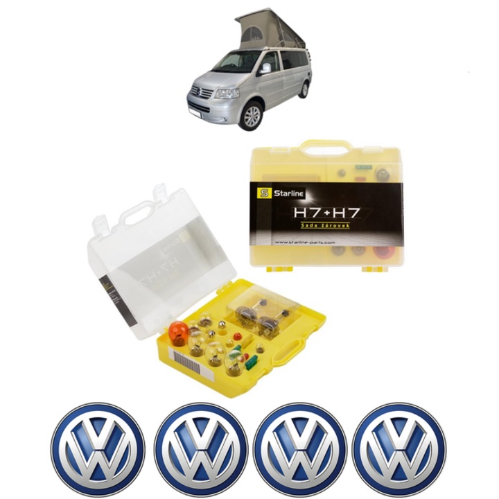 Kit trusa Set becuri H7 compatibila cu Volkswagen CALIFORNIA T5 Camper (7EC, 7EF, 7EG, 7HF, 7HC) din 2007-2015, bec far, semnalizare, pozitie, iluminare numar, frana, plafoniera, stop frana
