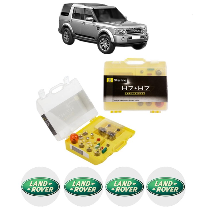Kit trusa Set becuri H7 compatibila cu LAND ROVER DISCOVERY IV (L319) din 2009-2018, bec far, semnalizare, pozitie, iluminare numar, frana, plafoniera, stop frana