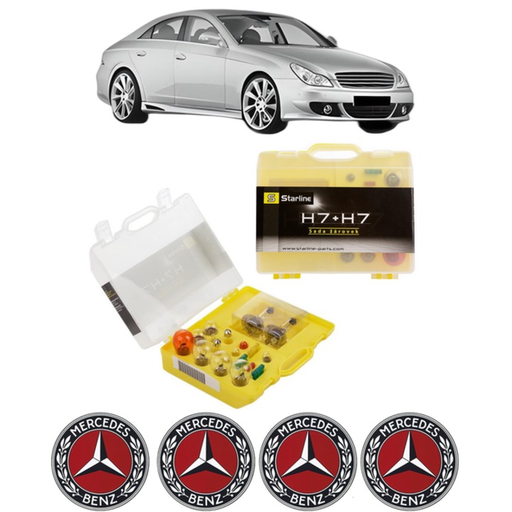 Kit trusa Set becuri H7 compatibila cu MERCEDES-BENZ CLS (C219) din 2004-2010, bec far, semnalizare, pozitie, iluminare numar, frana, plafoniera, stop frana