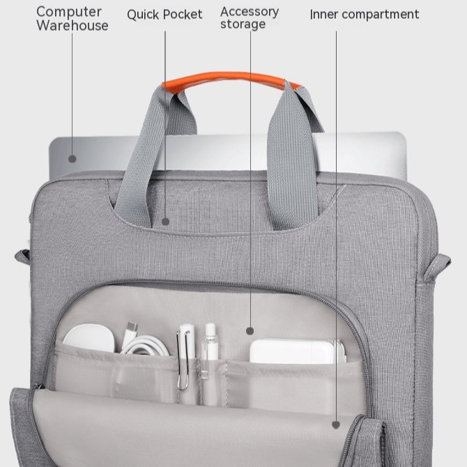 Geanta pentru laptop, Aiorber, 15.6 inci, stil crossbody, protectie completa la 360°, 6 compartimente, impermeabila, captuseala groasa din plus, negru