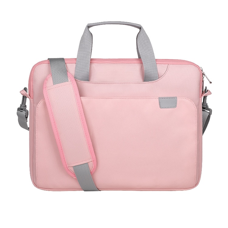 Geanta pentru laptop, Aiorber, 15.6 inci, stil crossbody, protectie completa la 360°, 6 compartimente, impermeabila, captuseala groasa din plus, roz