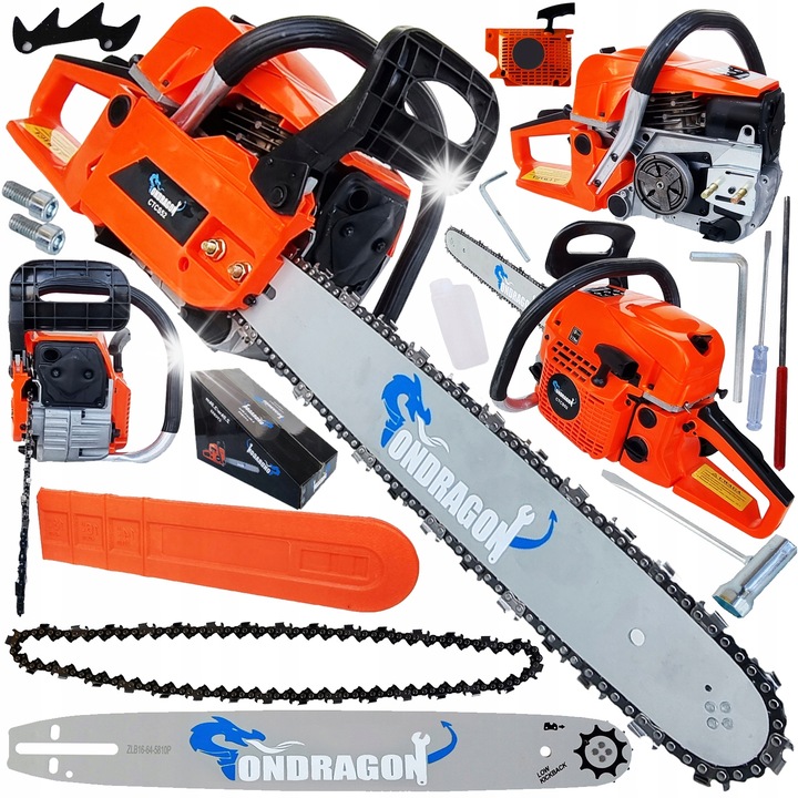 Ondragon láncfűrészek, 52CC, 3.9KM, 45cm, komplett készlet
