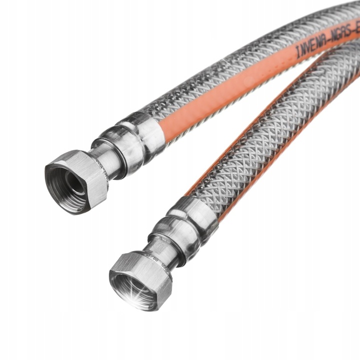 Gáztömlő 1/2" Invena, 150cm, 2 tömítéssel, tűzálló, rozsdamentes acél