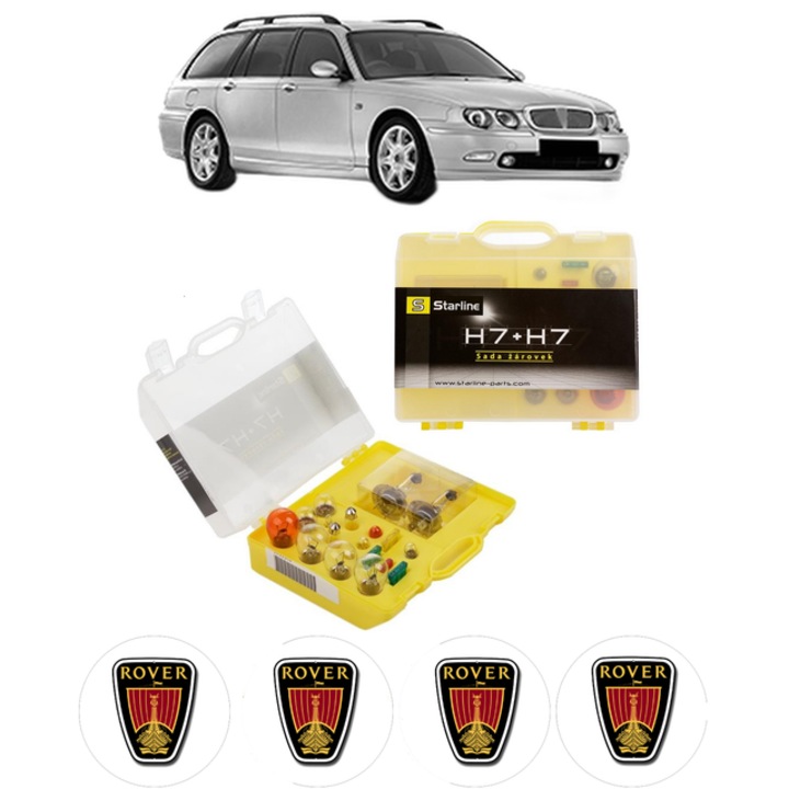 Kit trusa Set becuri H7 compatibila cu ROVER 75 I Tourer (RJ) din 2001-2005, bec far, semnalizare, pozitie, iluminare numar, frana, plafoniera, stop frana