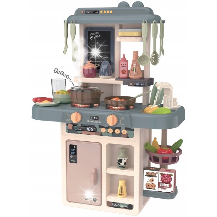 Gyermek konyha, ModernHome, 46 részes szett, hang- és fényeffektusok, gőzgenerátor, 46x21x63cm