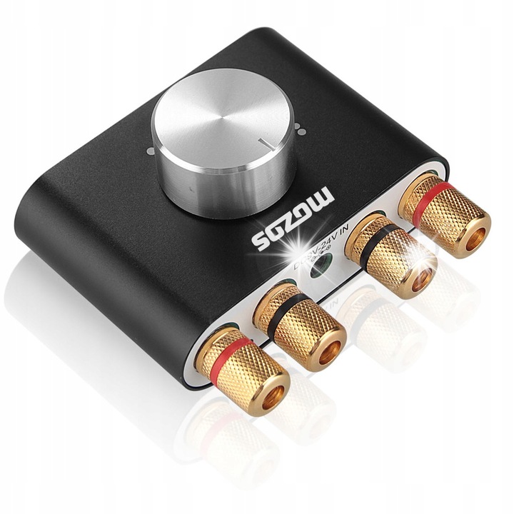 Bluetooth sztereó erősítő, Mozos, 100W, USB, fekete, 78x70x38mm