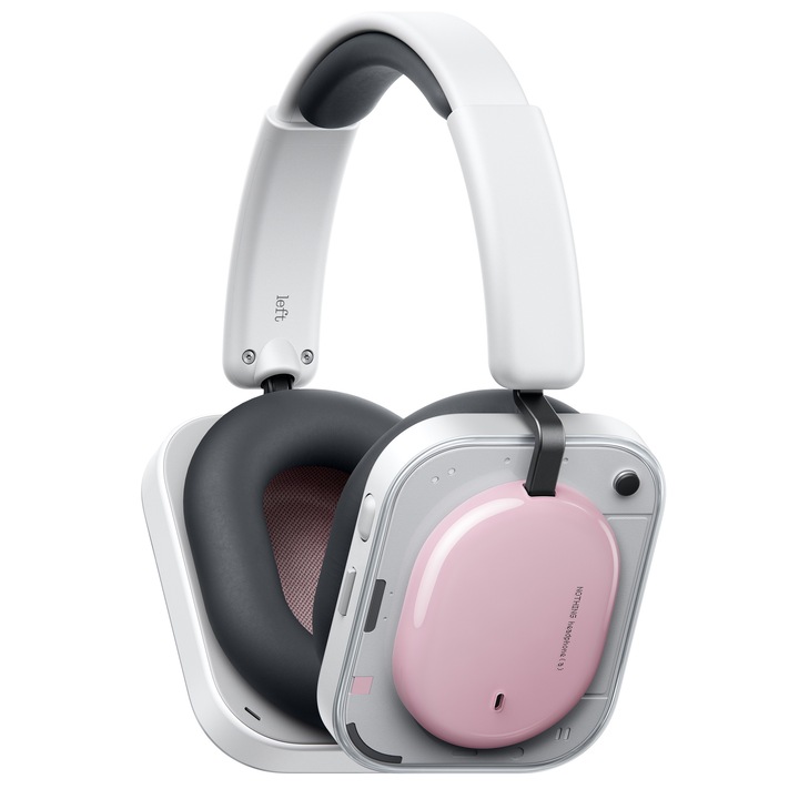 Casti Over-Ear Nothing Headphone (a), True Wireless, Bluetooth, Noise Cancelling,, Autonomie 135 ore, Dual Connection, Fast Charging, Pink