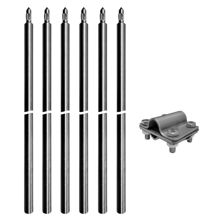 Set de impamantare fotovoltaica V4A O20 mm 9 m – 6×1500 mm + conector