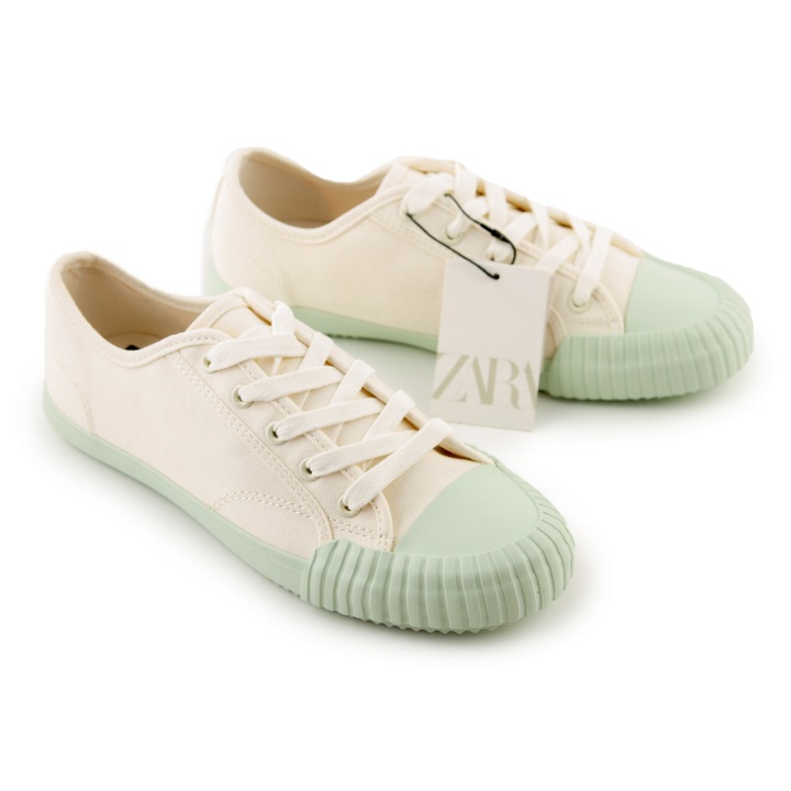 Női tornacipő Zara, vászon, fehér, 36 EU