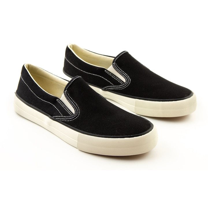 Tenisi barbati Zara slip-on, negru, material textil, confortabili, 40 EU