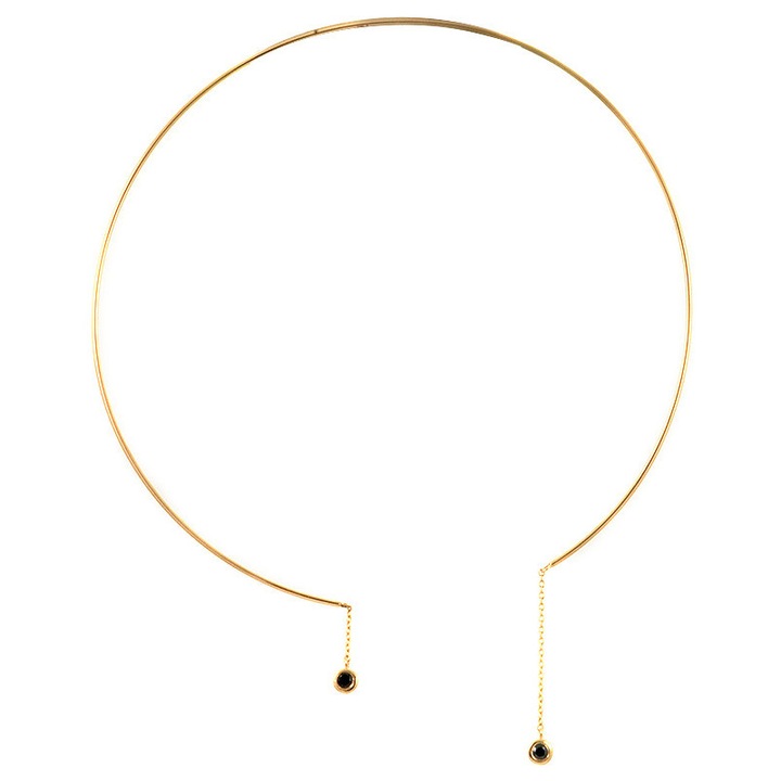 Colier dama, aur roz de 14 karate si zirconii, GO03558