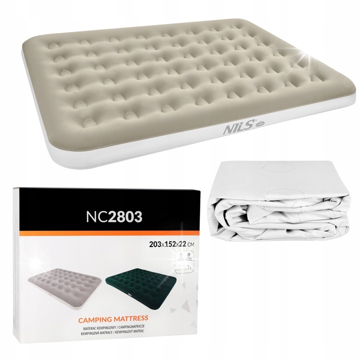 Двоен къмпинг дюшек Nils Camp 203x152x22 см бежов, PVC материал, водоустойчив и устойчив на износване