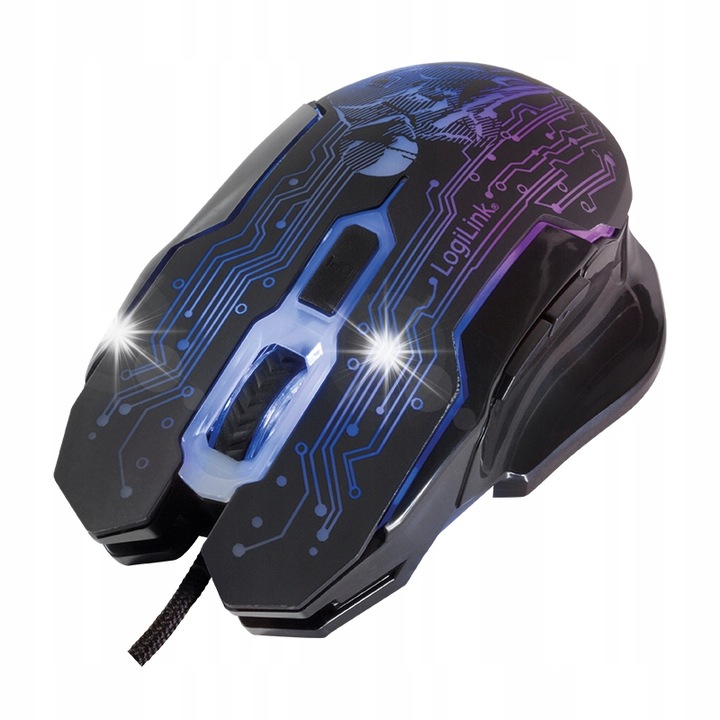 USB мишка за игри, 2400 DPI, черна, 6 бутона, кабелна