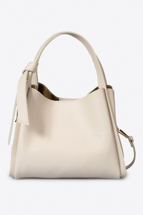 Massimo Castelli, Geanta de piele cu bareta de umar si trei compartimente, Bej deschis