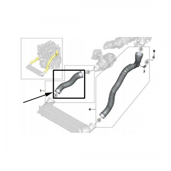 Intercooler levegőtömlő WRC BMW 1 E82 E88, 3 E90 E91, X1 E84, 11617797482