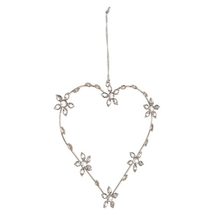 Set 12 ornamente brad sticla metal argintiu Ruth 23x21h