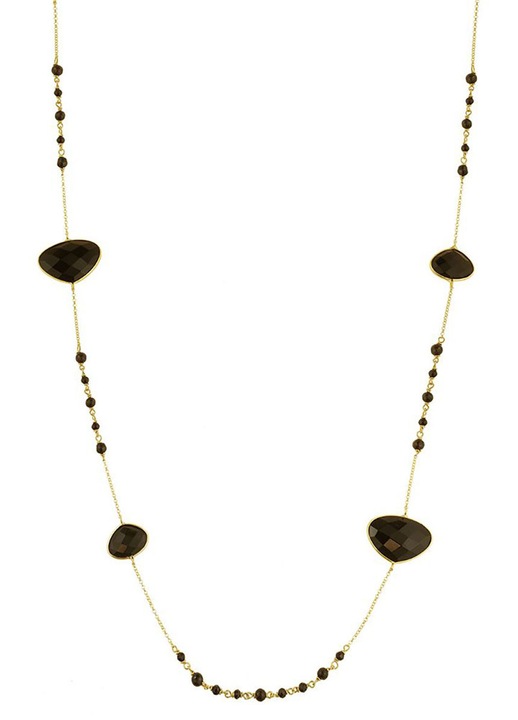 Colier dama GREGIO, argint 925 placat cu aur, pietre negre