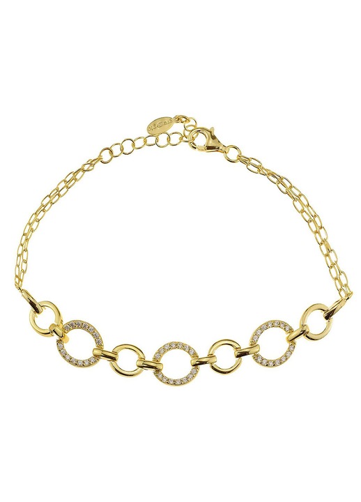 Bratara din argint 925 placat cu aur, cu zale si zirconiu, GREGIO