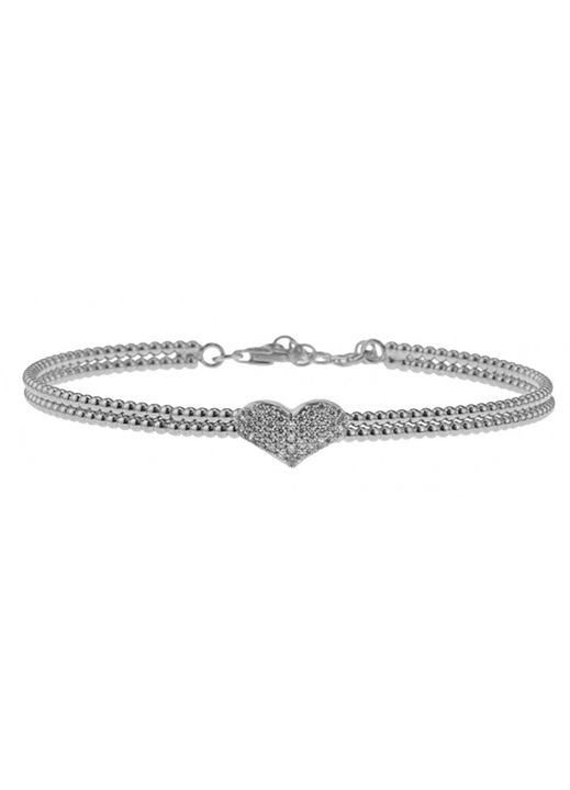Сребърна гривна проба 925 със сърце и цирконий, GREGIO Jewels