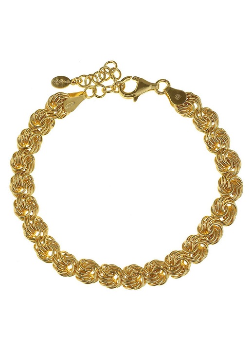 Позлатена сребърна гривна проба 925 с плетен дизайн, GREGIO Jewels