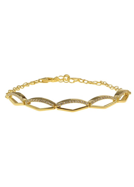 Aranyozott 925-ös ezüst karkötő geometrikus motívumokkal és cirkóniákkal, GREGIO Jewels