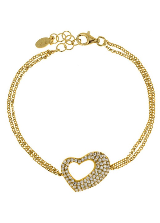925-ös ezüst karkötő szívvel és cirkóniákkal, GREGIO Jewels