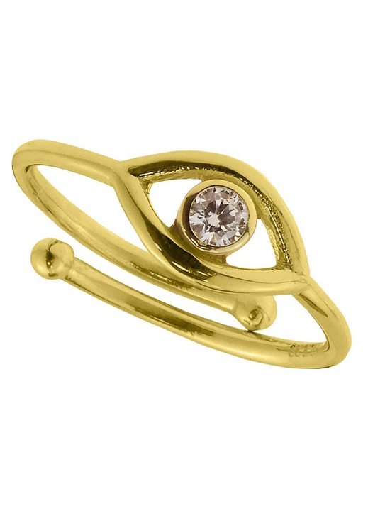 Inel din Argint 925 placat cu aur in forma de ochi cu Zirconiu, GREGIO Jewels