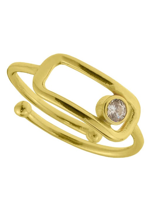 Inel din Argint 925 placat cu aur GREGIO cu design geometric minimalist & Zirconiu