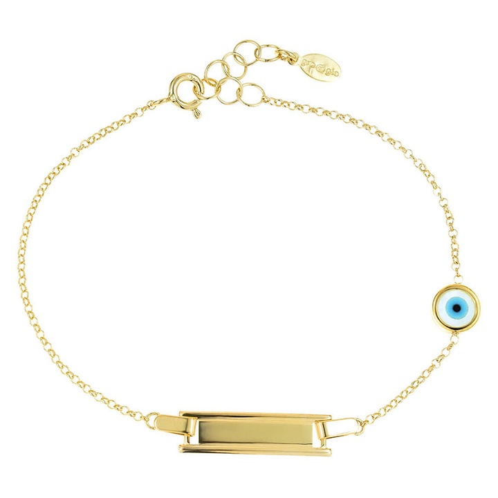 Bratara pentru copii, GREGIO, din argint 925, cu detalii aurii, 20cm