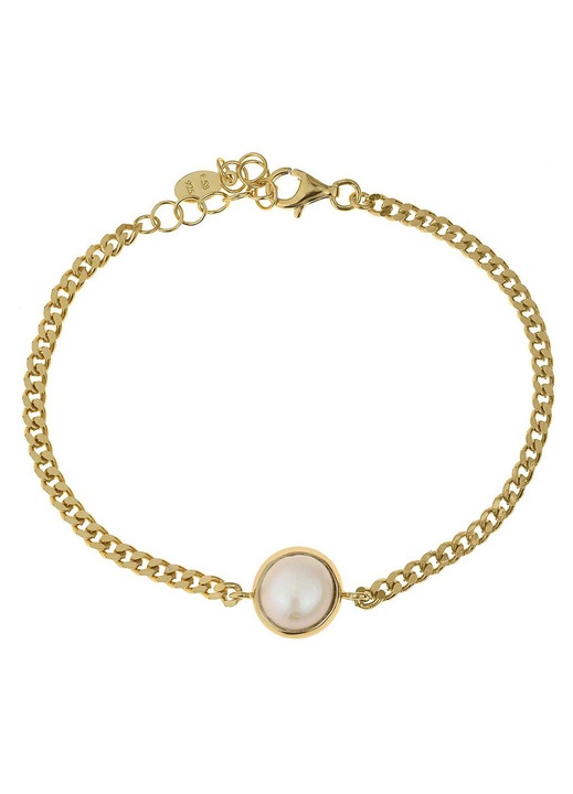 Bratara dama GREGIO Jewels, Argint 925 placat cu aur, cu perla, auriu