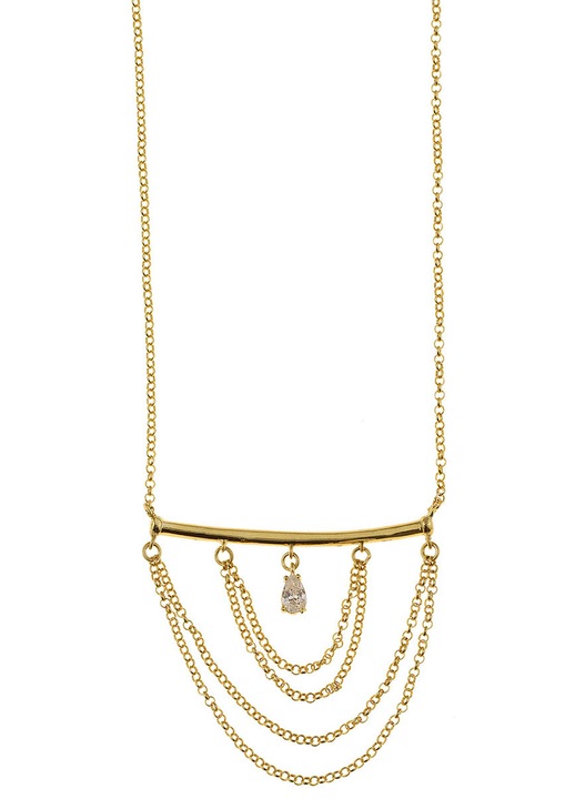 Colier dama GREGIO Jewels, Argint 925 placat cu Aur, cu piatra Zirconiu, auriu