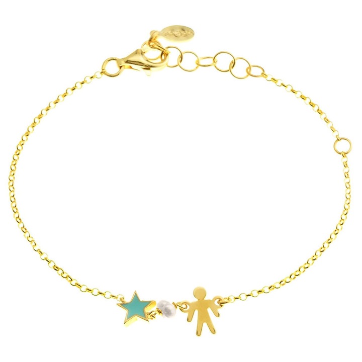 Bratara pentru copii GREGIO din argint 925 cu smalt si perle albe