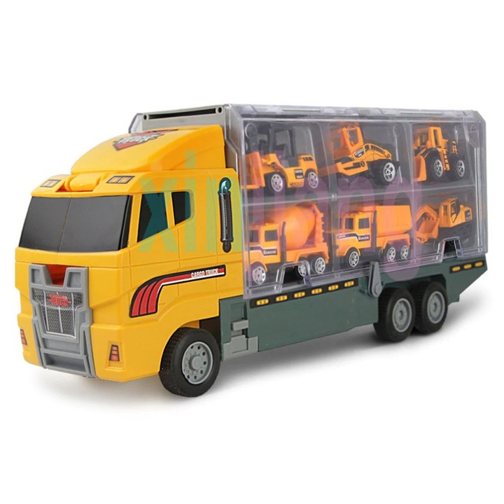 Masinute, transport, Ciezarowka TIR transporter + set de masini de constructie, multicolor, dimensiuni nedefinite